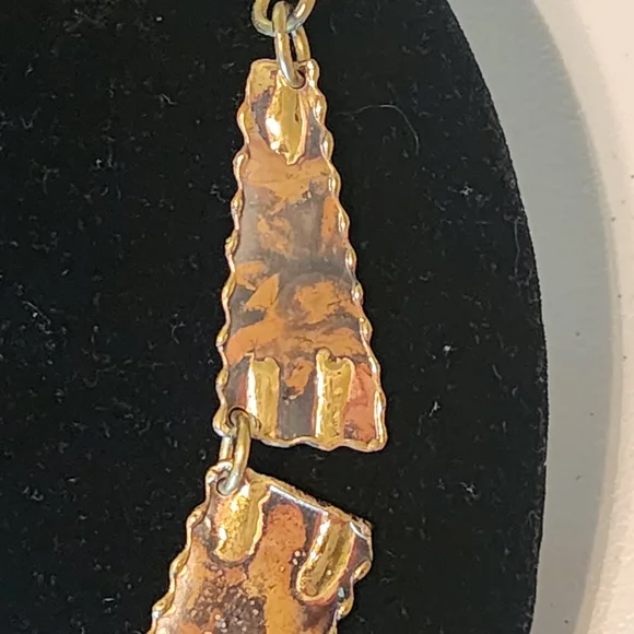 Fashion Jewelry Gold Drop Mixed Metal Geometric Necklace Brutalist Trending - Picture 7 of 9